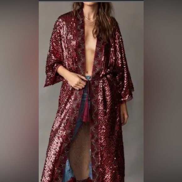 NWT Free people long sequence party jacket -  xs silver - Picture 2 of 9